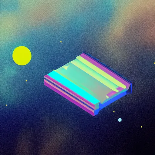 Image similar to flat, isometric, sythwave, printer floating in space