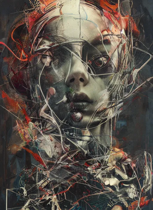 Image similar to transparent acrylic brush strokes, abstract, fine art pencil lines, chaos on canvas, award winning painting, black smoke, by chiara bautista and beksinski and norman rockwell and greg rutkowski, tom bagshaw weta studio, and lucasfilm