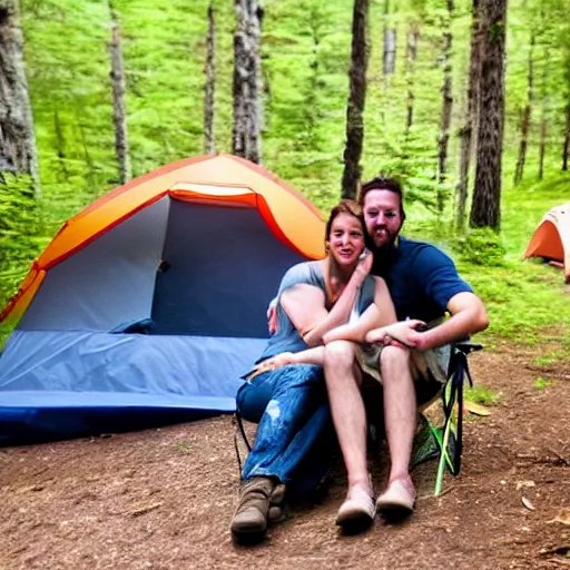 Image similar to a cute couple camping in northern maine