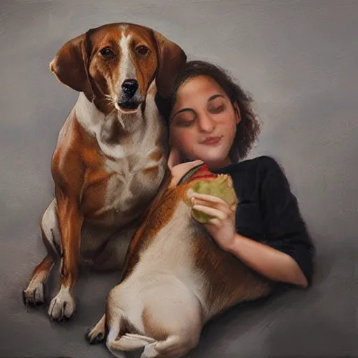 Image similar to eden ben zaken eating a dog, photorealistic, detailed