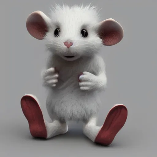 Image similar to fuzzy cute white rat 3 d render awardwinning