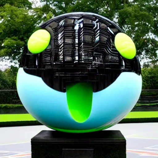 Prompt: a tennis ball monster by jeff koons