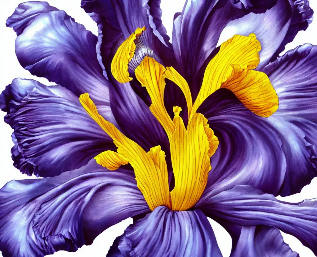 Image similar to beautiful matte airbrush of a glossy big iris on a white background, inspired by 8 0's airbrush illustrations, art by pater sato