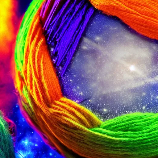 Image similar to colorful ball of yarn as a planet, nasa photo, portrait, intricate, 8 k highly professionally detailed, hdr, cgsociety