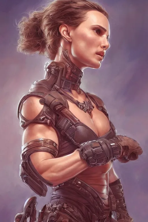 Image similar to muscled Natalie Portman as a ruggedly handsome hero, intricate, elegant, highly detailed, centered, digital painting, artstation, concept art, smooth, sharp focus, illustration, art by artgerm and donato giancola and Joseph Christian Leyendecker, Ross Tran, WLOP