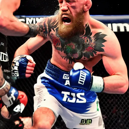 Image similar to conor mcgregor knocking himself out, high quality photo