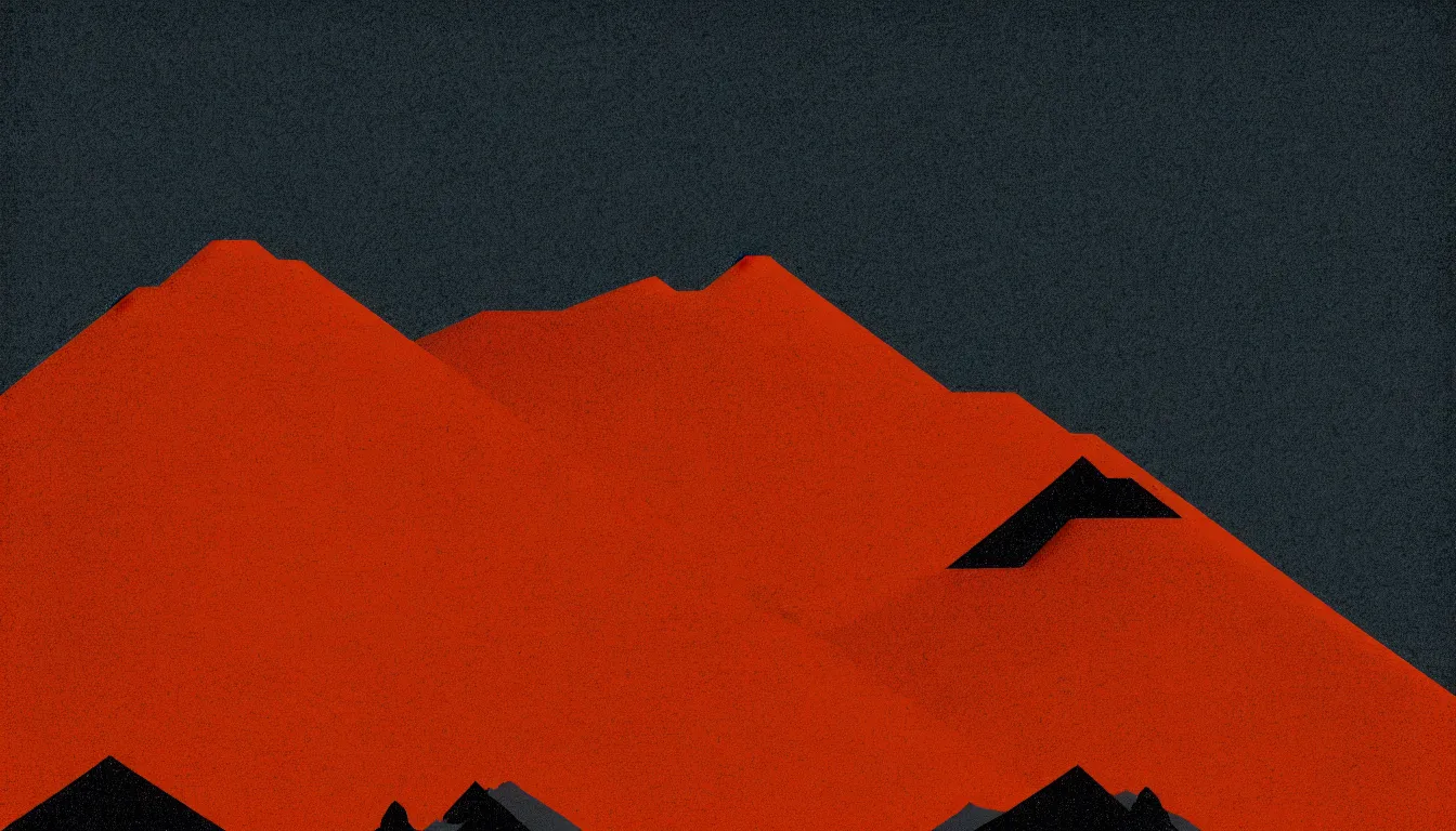 Image similar to himalayas by mads berg, karolis strautniekas, film noir, stippled light, dramatic lighting, editorial illustration, detailed, fine texture, matte print, art deco, brutalism, dark blue + dark orange, red, black, ( ( habitat 6 7 background ) )