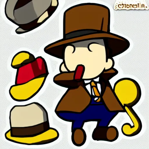 Prompt: professor layton in the style of paper mario