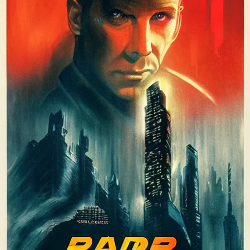 Prompt: blade runner movie poster with gandalf