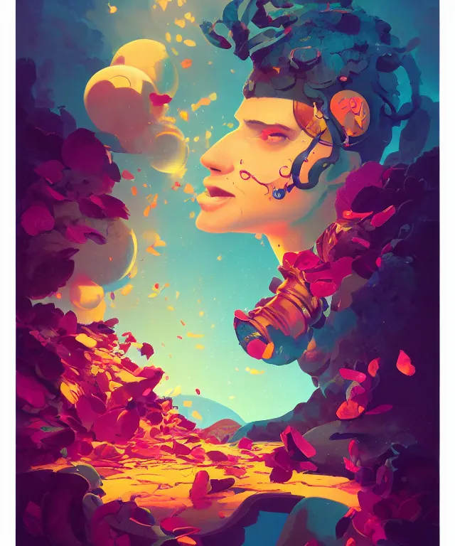 Image similar to delirium portrait of ashoka tano, by petros afshar, ross tran, peter mohrbacher, tom whalen, flower petals, bubbly scenery, radiant light