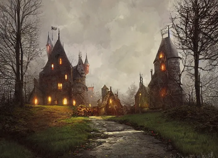 Image similar to the witch castle, digital art, concept art, by stefan koidl