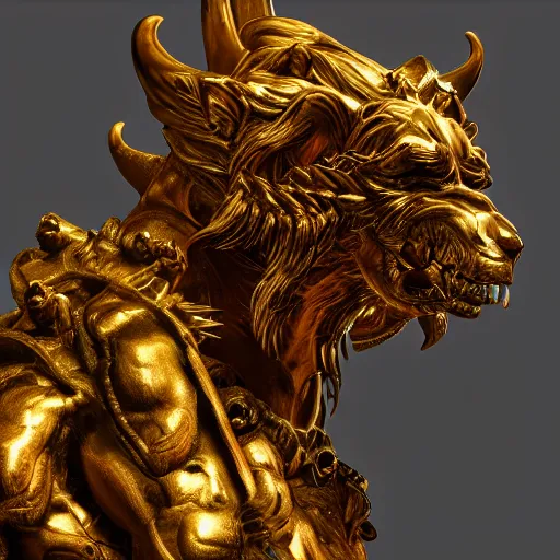 Prompt: detailed golden medalion of Behemoth, epic artwork, close up, trending on Artstation