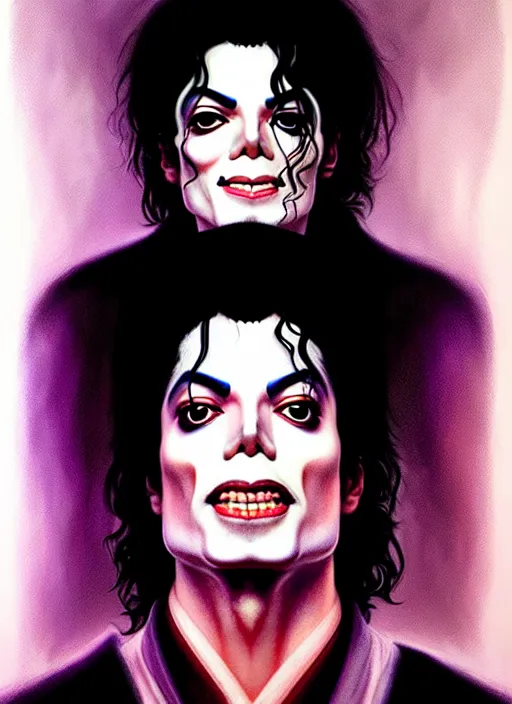 Image similar to symmetry!! portrait of michael jackson in scream music video, cottagecore!! full body, glowing lights!! intricate, elegant, highly detailed, digital painting, artstation, concept art, smooth, sharp focus, illustration, art by artgerm and greg rutkowski and alphonse mucha