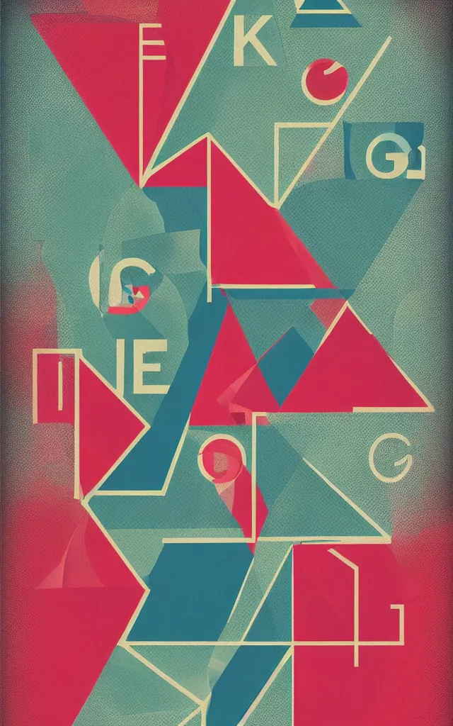 Image similar to graphic design poster, english words, geometric shapes, halftone printing