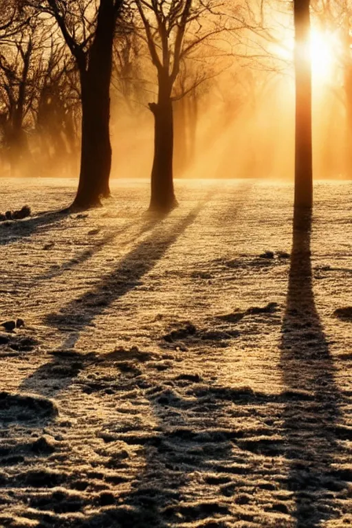 Prompt: Breathe in the air on a cold winter morning, morning light, backlit, photogenic, art