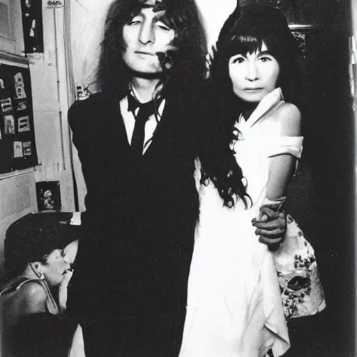 Prompt: john lennon and yoko ono wedding, polaroid photo, perfect photo, photo pinterest