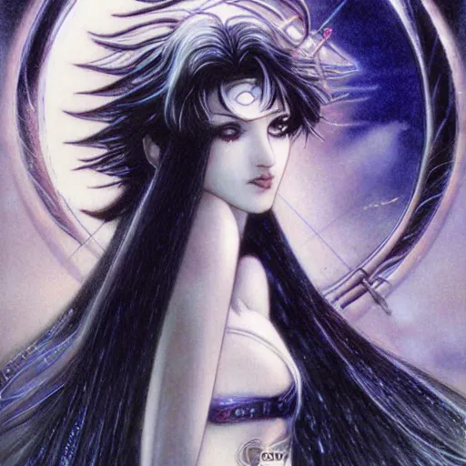 Prompt: portrait of Sailor Moon by Luis Royo