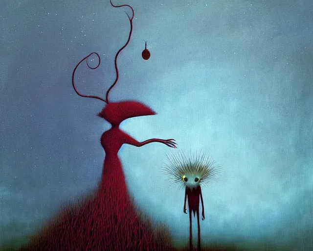 Image similar to a surreal painting a painting of a strange creature, by andy kehoe