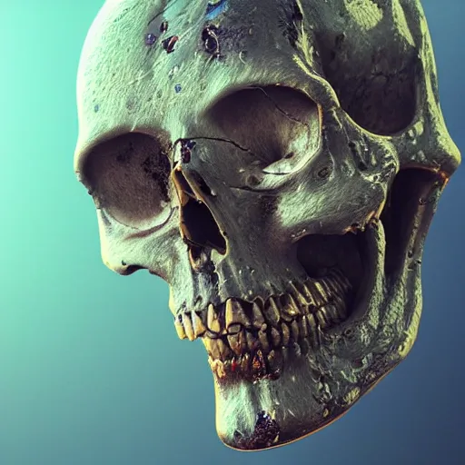 Image similar to portrait_of_a_melting_skull._intricate_abstract._intricate_artwork._by_Tooth_Wu_wlop_beeple_dan_mumford._octane_render_trending_on_artstat