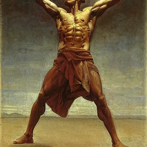 Prompt: an muscular jedi man, anatomy, george frederic watts