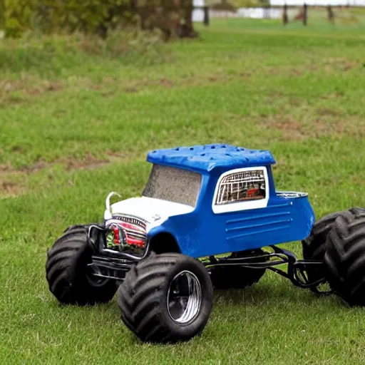 Prompt: amish buggy monster truck with spoked wheels