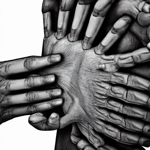 Prompt: structure the structure of the human hand, very detailed, 8k