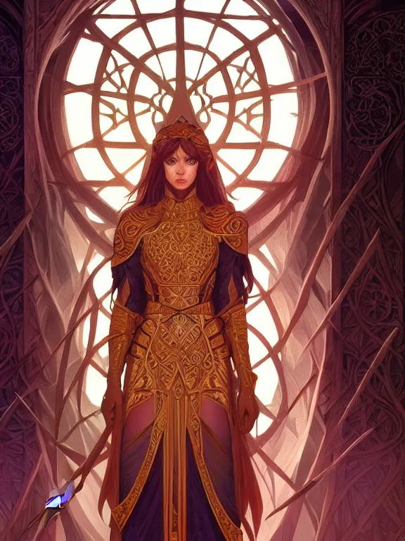 Prompt: symmetry!! intense fanart of a evve as a mage warrior as acotar protagonist, magic background, intricate, elegant, highly detailed, my rendition, digital painting, artstation, concept art, smooth, sharp focus, illustration, art by artgerm and greg rutkowski and alphonse mucha