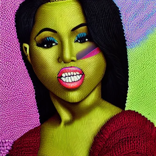Prompt: a hand-knitted portrait of Nikki Minaj —n 6