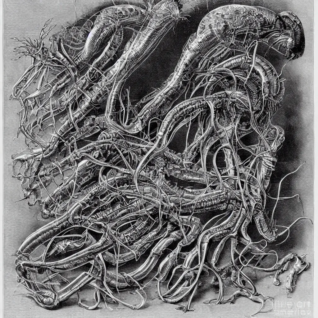 Prompt: alien parasite scientific illustration by Ernst Haekel