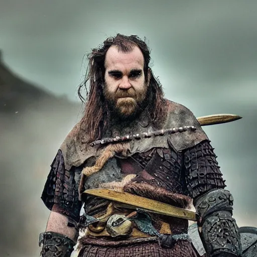 Image similar to Rory McCann as a scarred Viking warrior, photo
