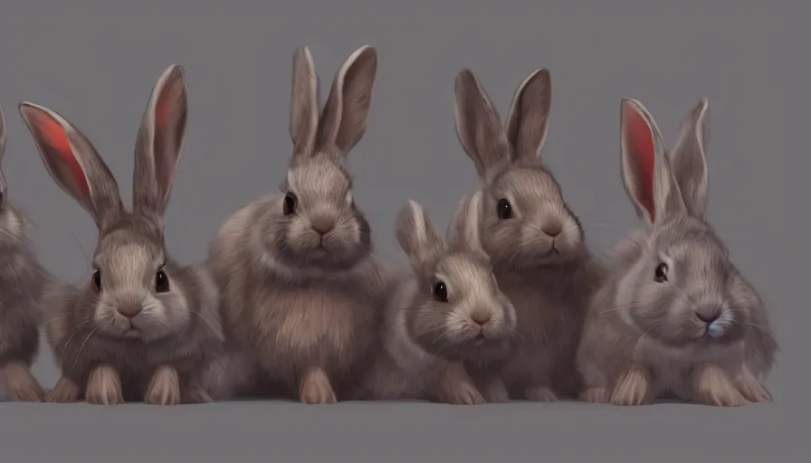 Prompt: Cute small rabbits, hyperdetailed, artstation, cgsociety, 8k