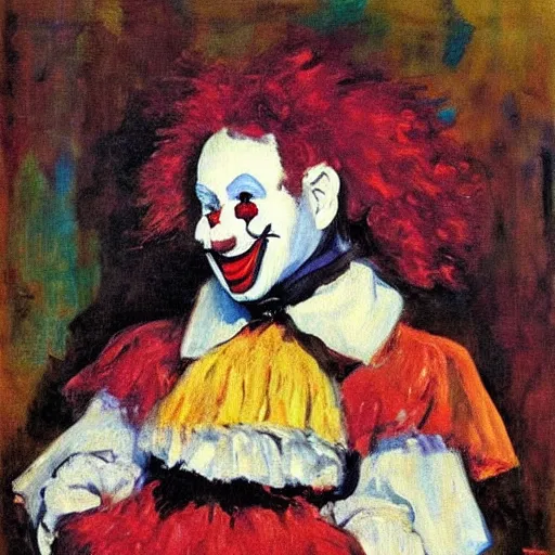 Prompt: a painting of a clown, by george luks