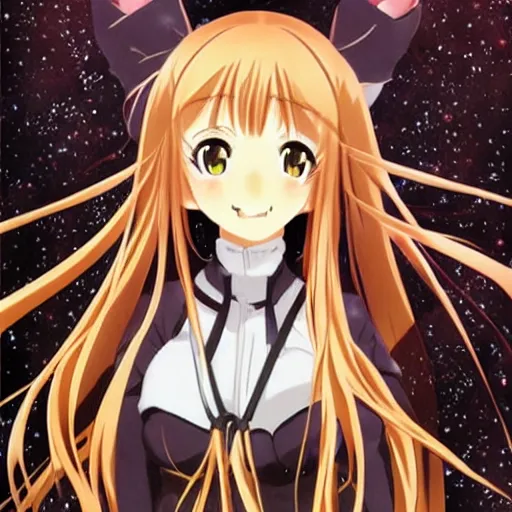 Prompt: ultra detailed anime illustration of overjoyed Holo!!!!!!!!!!!! from Spice and Wolf, key visual, official media