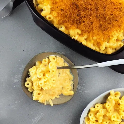 Prompt: overweight 2 0 year old with messy black hair and big beard cooks mac and cheese late at night