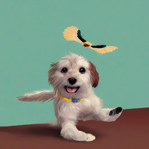 Prompt: cute flying dog, digital art, detailed