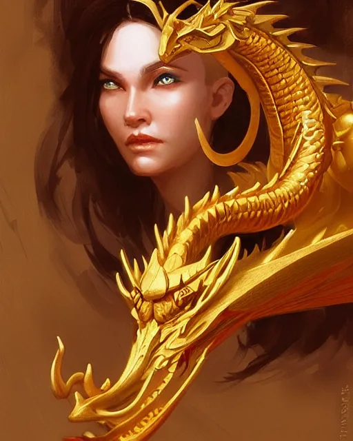 Image similar to portrait of a golden dragon by bayard wu