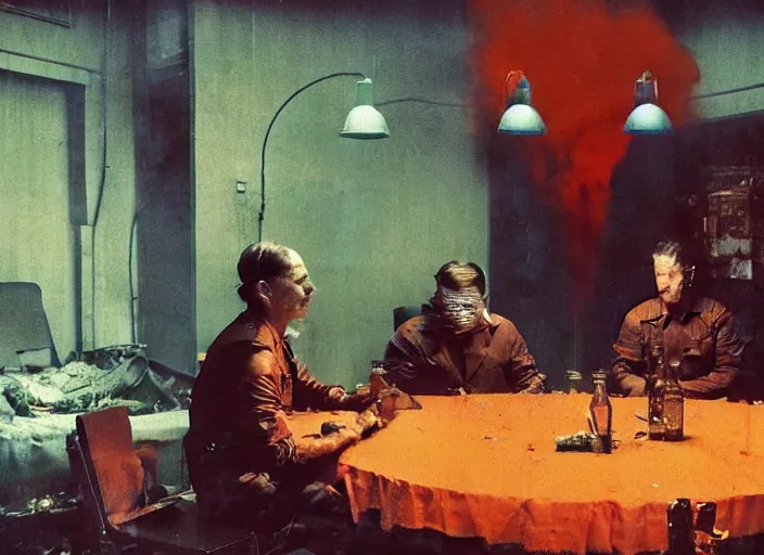 Prompt: a still from the tv series chernobyl by francis bacon, surreal, norman rockwell and james jean, greg hildebrandt, and mark brooks, triadic color scheme, by greg rutkowski, syd mead and edward hopper and norman rockwell and beksinski, dark surrealism, orange and turquoise