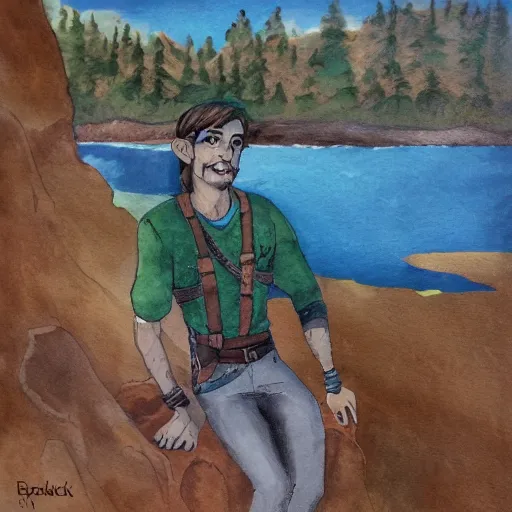 Image similar to a portrait of Link in a scenic environment by Brooks, Mark.