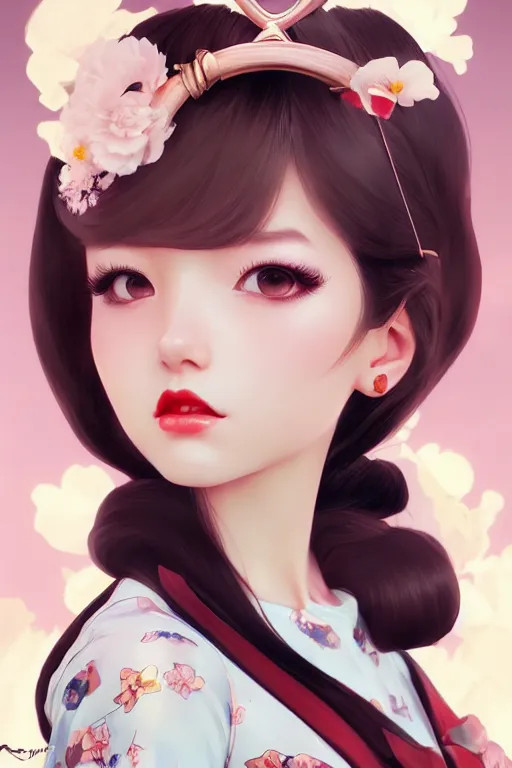 Image similar to a pin up and beautiful fashion charming dreamlke japan girl with lv jewelry, character art, art by artgerm lau and wlop and and ilya kuvshinov and john singer sargent, hyperdetailed, 8 k realistic, symmetrical, frostbite 3 engine, cryengine, dof, trending on artstation, digital art