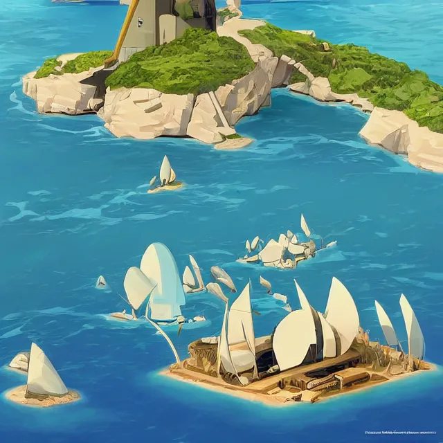 Image similar to a remote island research station in the middle of the ocean, rhads!!!, ominous, digital science fiction realism, archipelago!!, urban fantasy, saturday morning cartoon, clean linework, ( alexander archipenko ), western animation