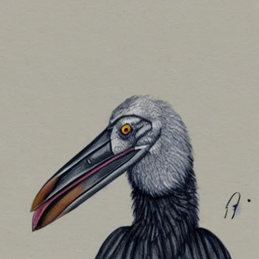 Image similar to sketch of a shoebill stork in suit