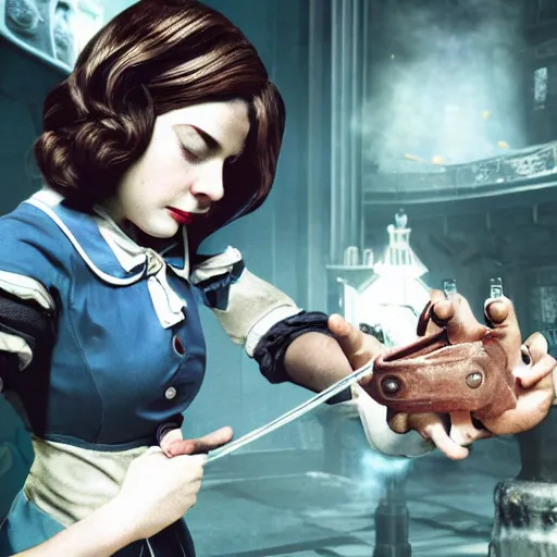 Image similar to elizabeth'bioshock'realistic photo, cinematic scene