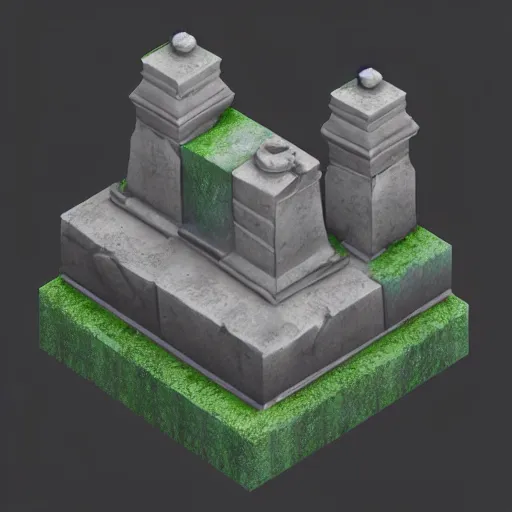 Prompt: isometric haunted tombstone asset, haunted mansion, 3 d render, toon shader, painterly style