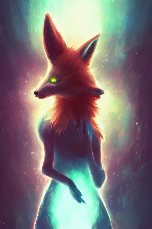 Image similar to a fox fursona, trending on artstation, by kawacy, furry art, digital art, cyberpunk, high quality, backlighting