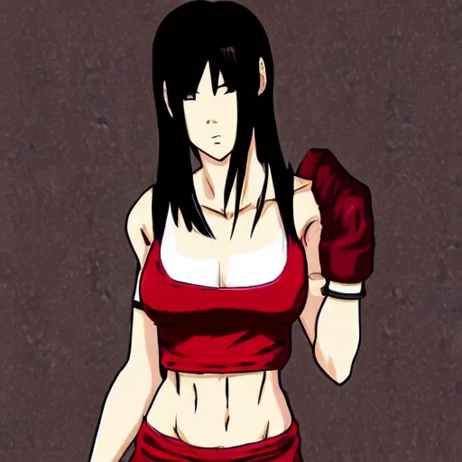 Image similar to Tifa Lockhart in the style of Akira Toriyama