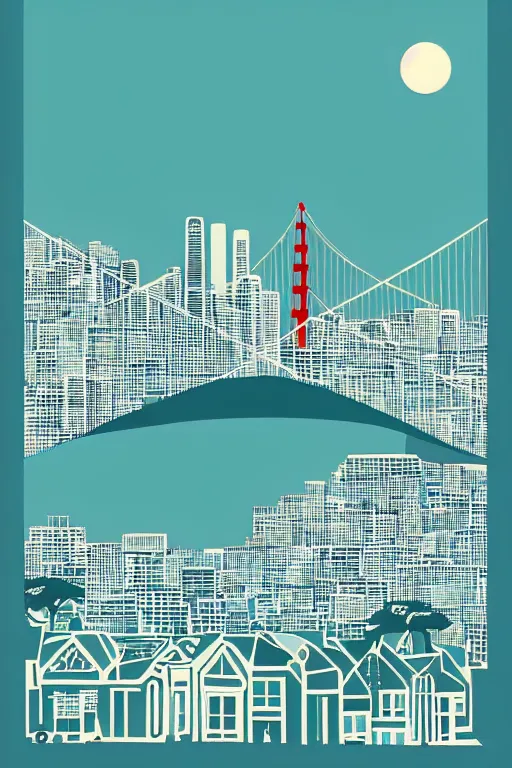 Prompt: minimalist boho style art of san francisco, illustration, vector art