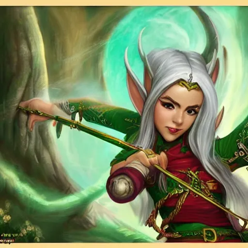 Image similar to female elf bard, Jade, dungeons and dragons, amazing detail, character concept art, illustration, fantasy, 4k