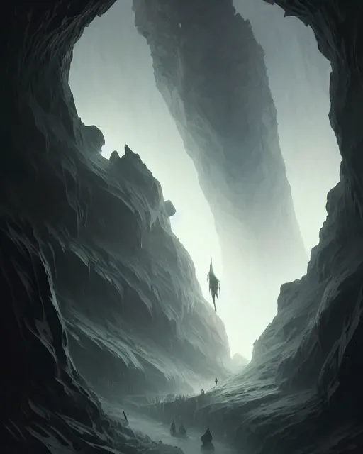 Image similar to professional concept art of a ominous floating giant in a dark cavern by artgerm and greg rutkowski ( thin white border ). an intricate, elegant, highly detailed digital painting, concept art, smooth, sharp focus, illustration, in the style of cam sykes, wayne barlowe, igor kieryluk.
