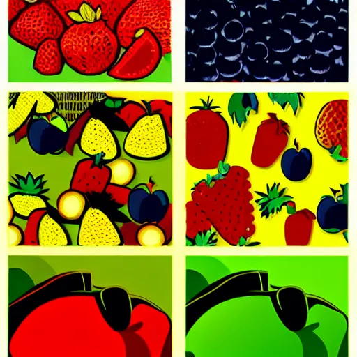 Image similar to fruits, pop art