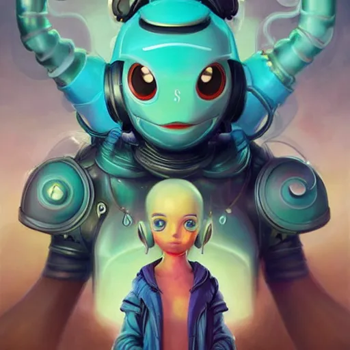 Image similar to lofi biopunk pokemon portrait, Pixar style, digital art, render, by Tristan Eaton Stanley Artgerm and Tom Bagshaw.